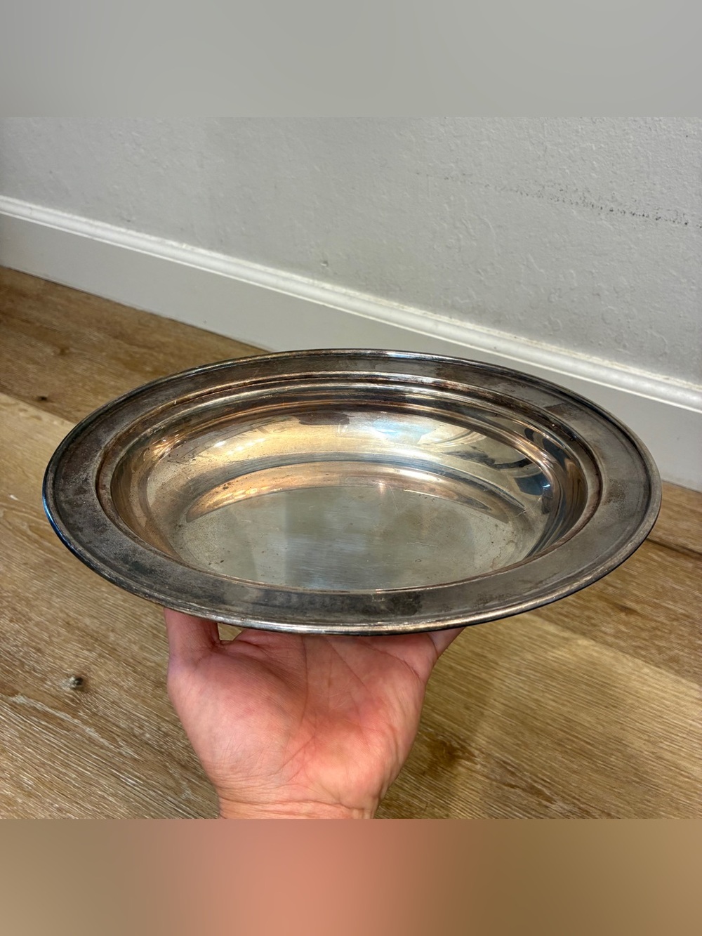 Vintage Lunt M-37 Silverplate Oval Serving Bowl Dish 11" Tarnished